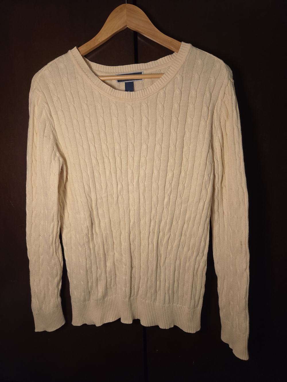 Karen Scott Cream Cable Knit Scoop-Neck Sweater Women Size Medium
